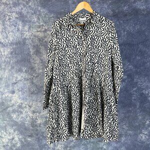 GANNI Bow Print Organic Cotton Mini Shirt Dress EU40 US 8/10
